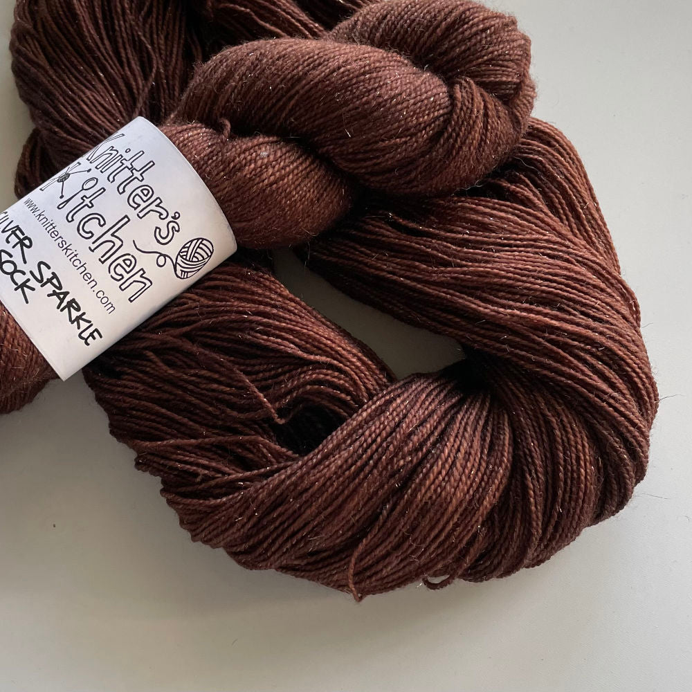 Silver Sparkle Sock - Dark Chocolate