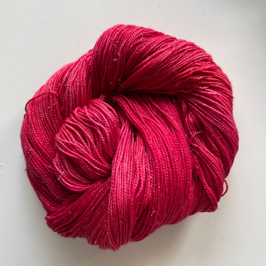 Silver Sparkle Sock - Hot Pink